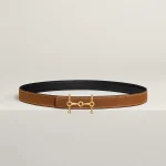 H Equestre belt buckle & Reversible leather strap 24 mm - Image 2